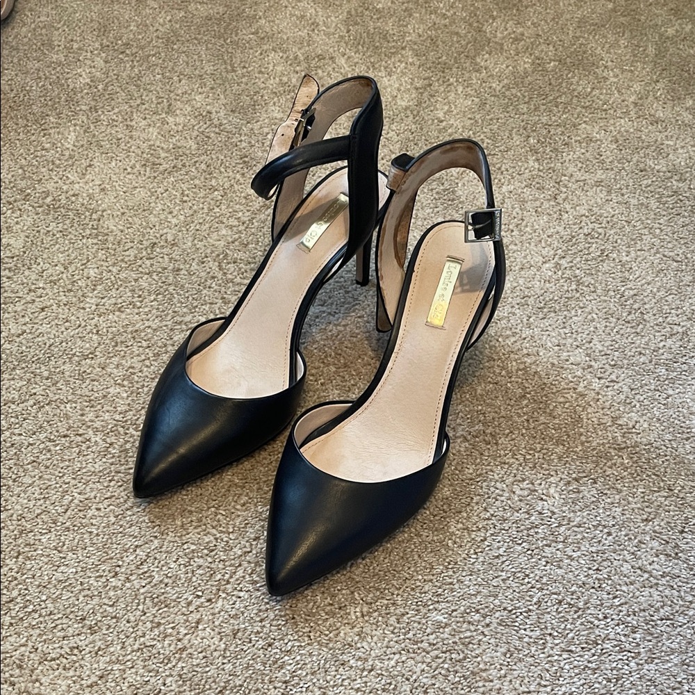 Louise et Cie Black Pointed-Toe Slingback Heels